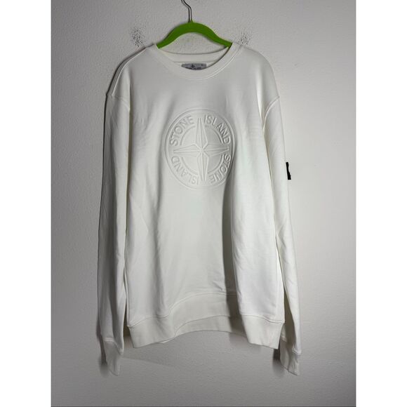 STONE ISLAND White Cotton Sweatshirt Men’s  Size XL See Description - Picture 1 of 10